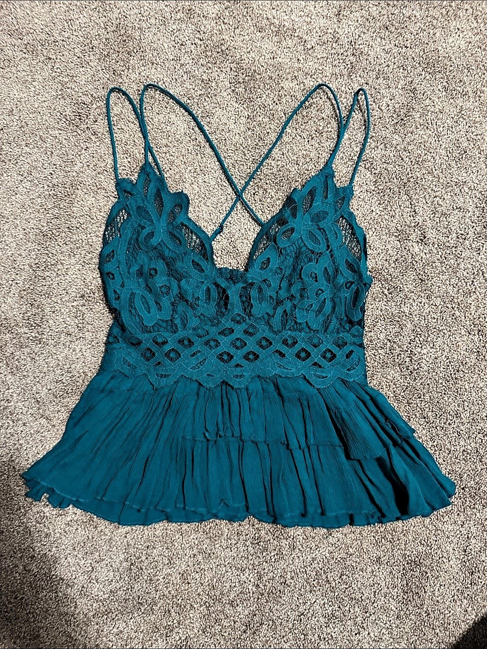 Free People ONE Lace Camisole in Blue Size Medium